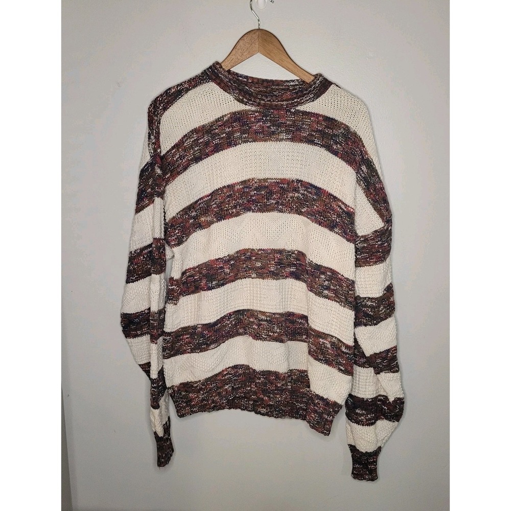 Tobruk Sweater Mens Large Red‎ Ivory Pullover Wool Fisherman Cable Knit Cardigan